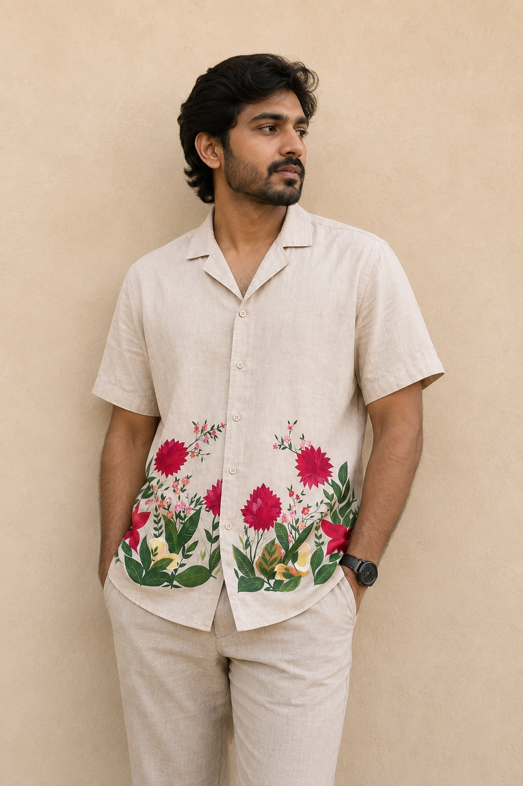 FLORAL COTTON LINEN SHIRT - RUAA012
