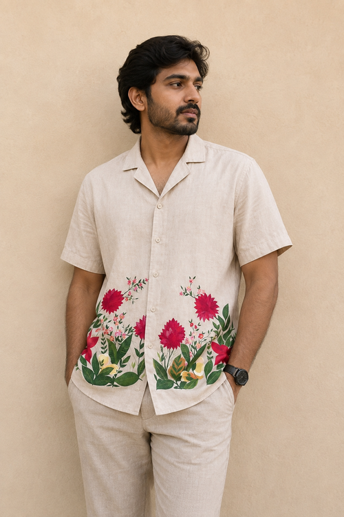FLORAL COTTON LINEN SHIRT - RUAA012
