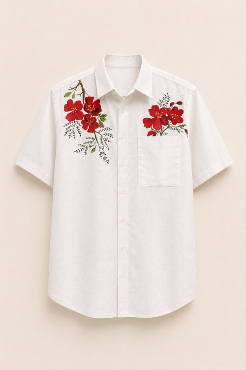 FLORAL COTTON LINEN SHIRT - RUAA010