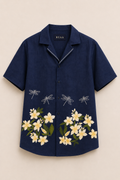 FLORAL DRAGONFLY HAND-PAINTED SHIRT - RUAA013