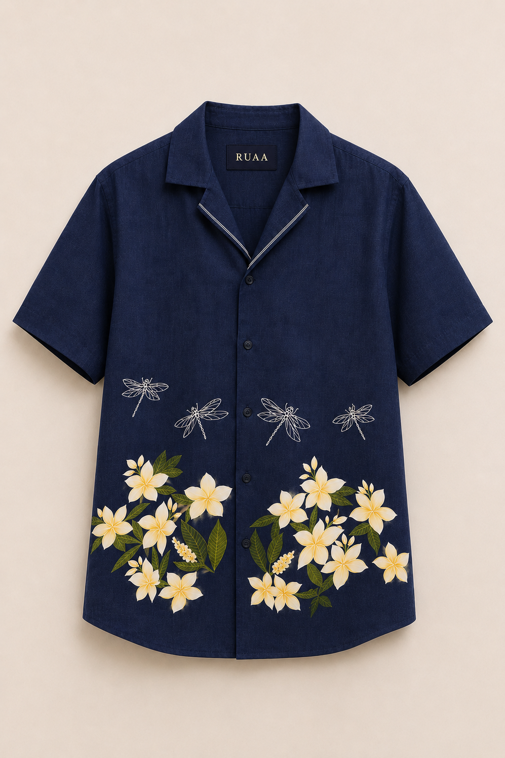 FLORAL DRAGONFLY HAND-PAINTED SHIRT - RUAA013